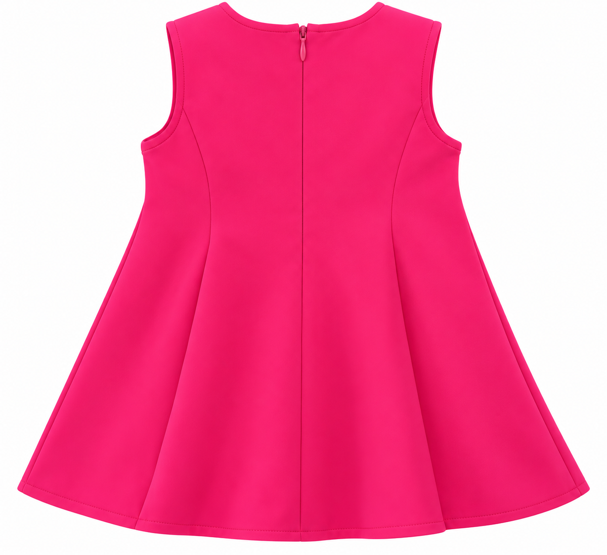 Girls’ Hot Pink Sleeveless Dress with Oversized 3D Flowers