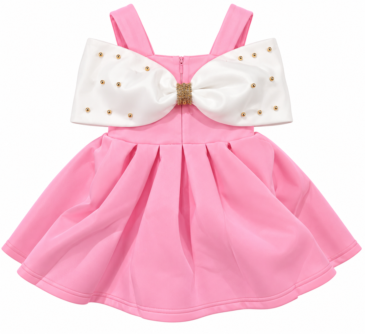Girls’ Pink Party Dress with Oversized White Bows